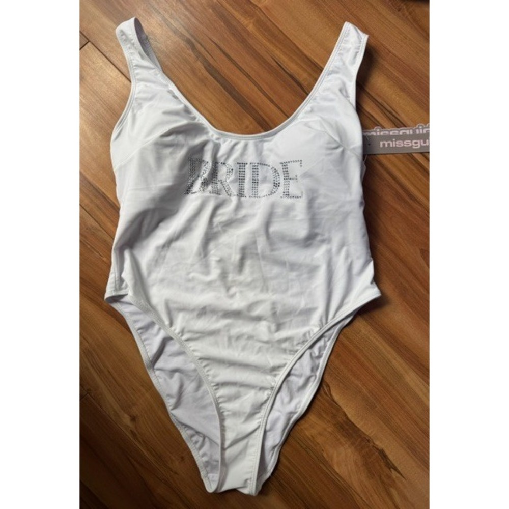 NEW Missguided 1XL XL BRIDE Bathing Suit Swimsuit White One Piece
